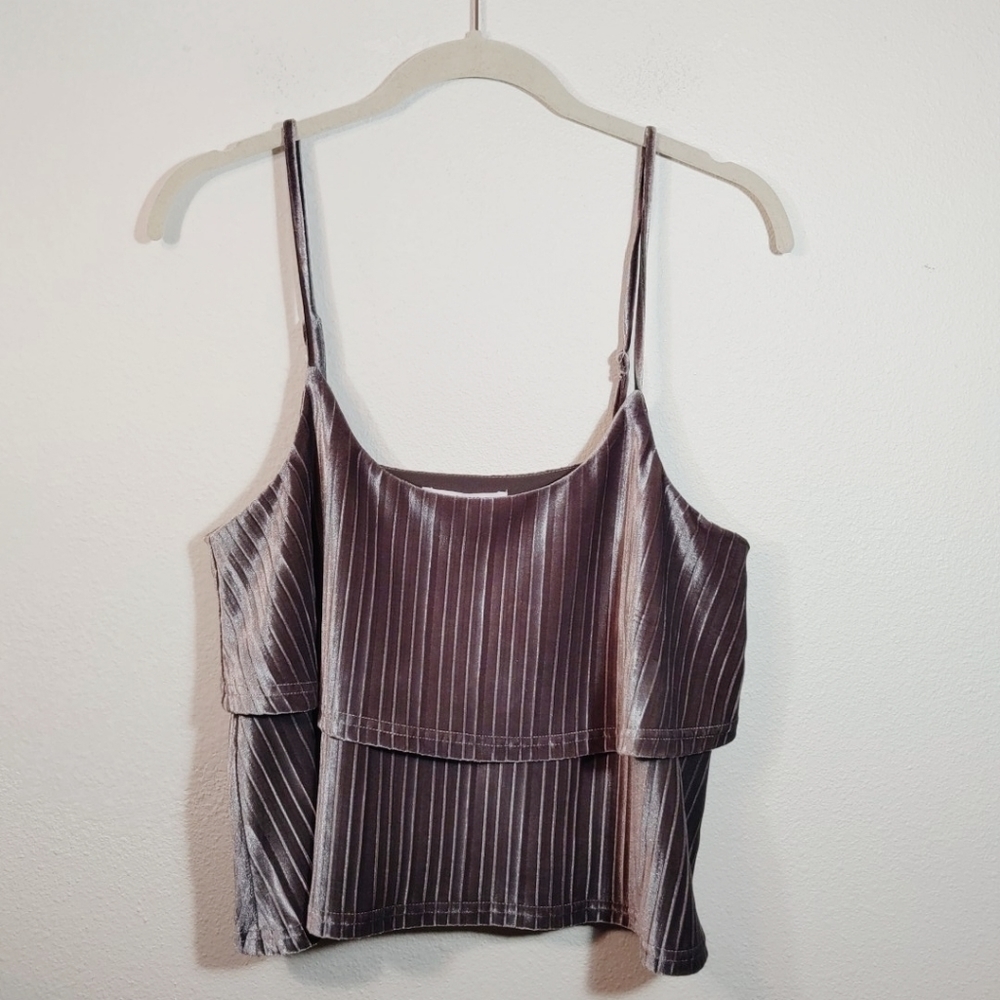 Jack BB Dakota Silver Crop Velvet Tank Top S